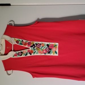 Spartina 449 sleeveless embroidered top sz L